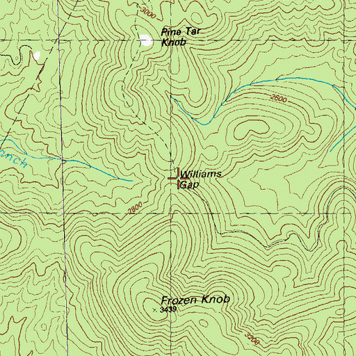 Topographic Map of Williams Gap, GA