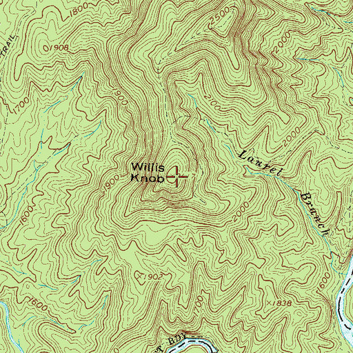 Topographic Map of Willis Knob, GA