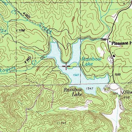 Topographic Map of Willys Creek, GA