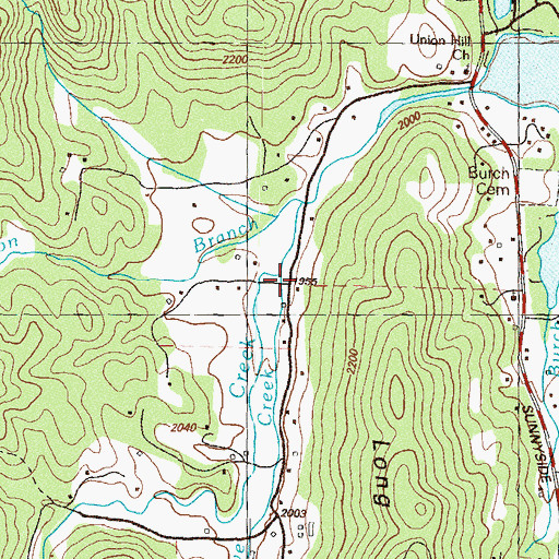 Topographic Map of Wilson Cove Creek, GA