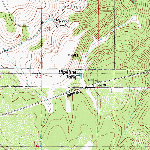 Topographic Map of Pipeline Tank, AZ