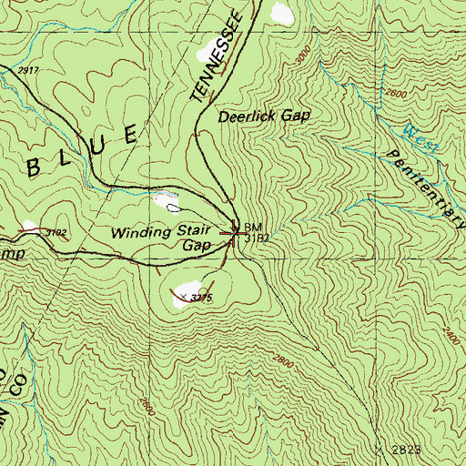 Topographic Map of Winding Stair Gap, GA