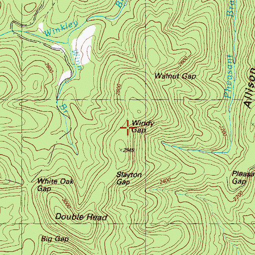 Topographic Map of Windy Gap, GA