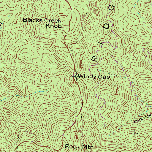 Topographic Map of Windy Gap, GA