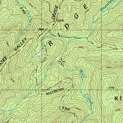 Topographic Map of Wolf Creek, GA