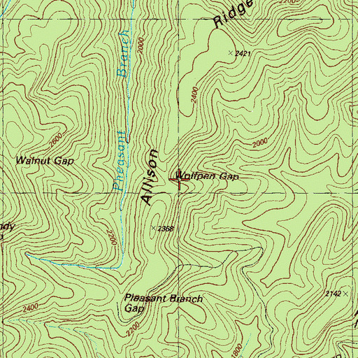 Topographic Map of Wolfpen Gap, GA