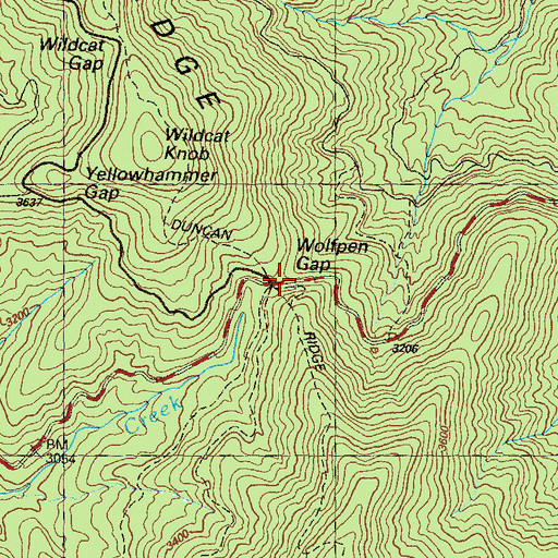 Topographic Map of Wolfpen Gap, GA