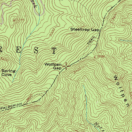 Topographic Map of Wolfpen Gap, GA