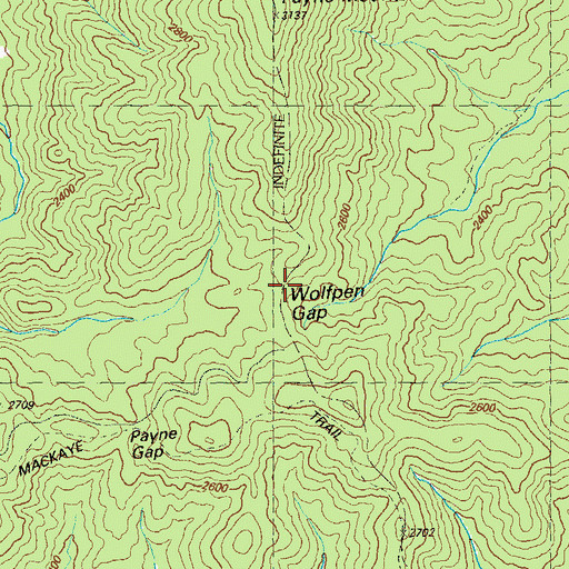 Topographic Map of Wolfpen Gap, GA