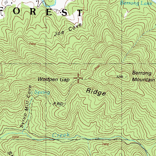 Topographic Map of Wolfpen Gap, GA