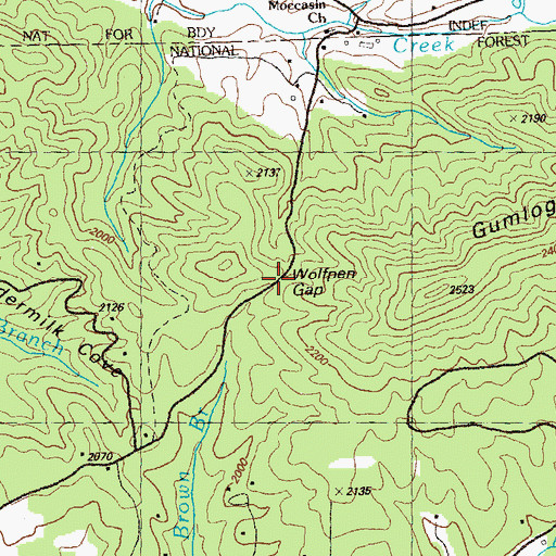 Topographic Map of Wolfpen Gap, GA