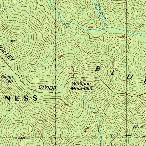 Topographic Map of Wolfpen Mountain, GA