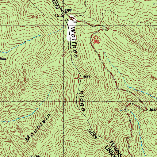 Topographic Map of Wolfpen Ridge, GA