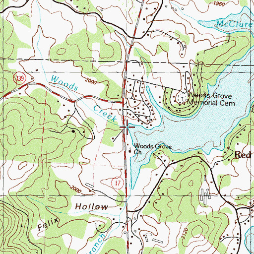 Topographic Map of Woods Creek, NC