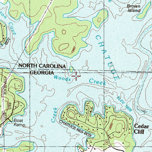 Topographic Map of Woods Creek, GA