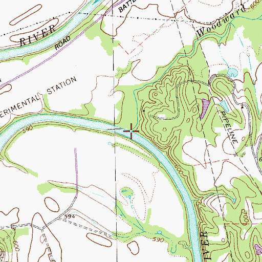 Topographic Map of Woodward Creek, GA