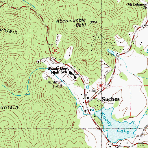 Topographic Map of Woody Gap School, GA