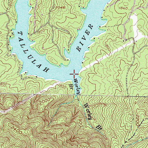 Topographic Map of Worley Branch, GA