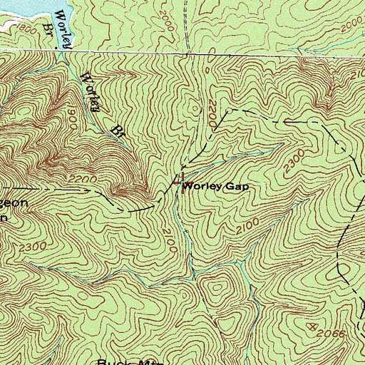 Topographic Map of Worley Gap, GA