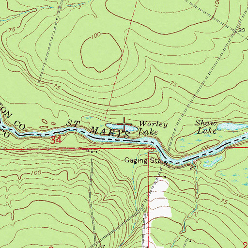 Topographic Map of Worley Lake, GA