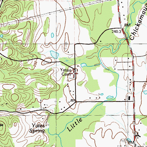 Topographic Map of Yates Cemetery, GA