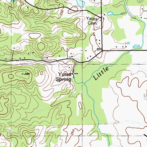 Topographic Map of Yates Spring, GA