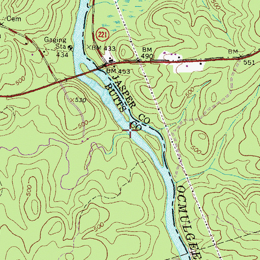 Topographic Map of Yellow Water Creek, GA