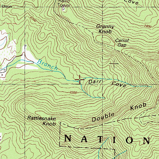Topographic Map of Darr Cove, GA
