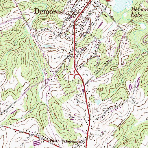Topographic Map of Yonah Memorial Gardens, GA