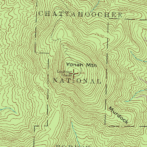 Topographic Map of Yonah Mountain, GA