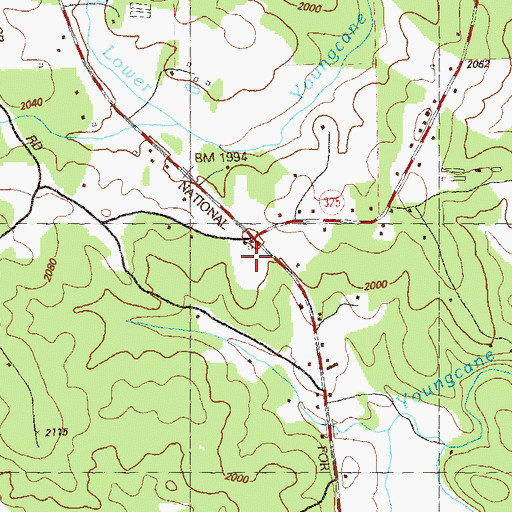 Topographic Map of Youngcane School, GA