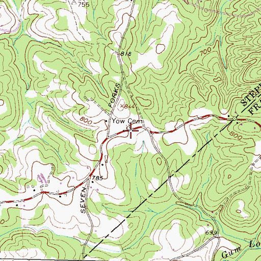 Topographic Map of Yow Cemetery, GA