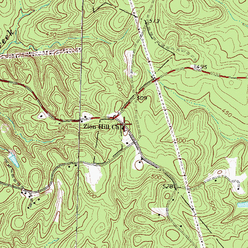 Topographic Map of Zion Hill Church, GA