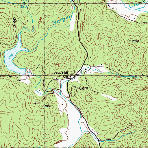 Topographic Map of Zion Hill Church, GA