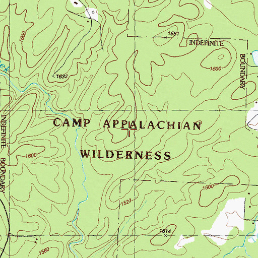 Topographic Map of Camp Appalachian Wilderness, GA