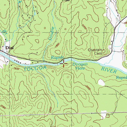 Topographic Map of Doogan Hole, GA
