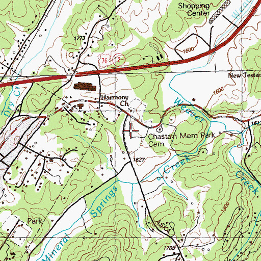 Topographic Map of Chastain Memorial Park Cemetery, GA