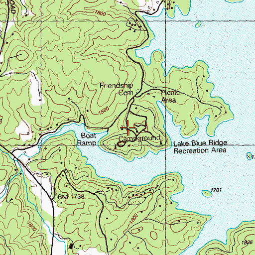 Topographic Map of Blue Ridge Lake Recreation Area, GA