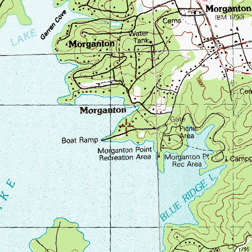 Topographic Map of Morganton Point Recreation Area, GA