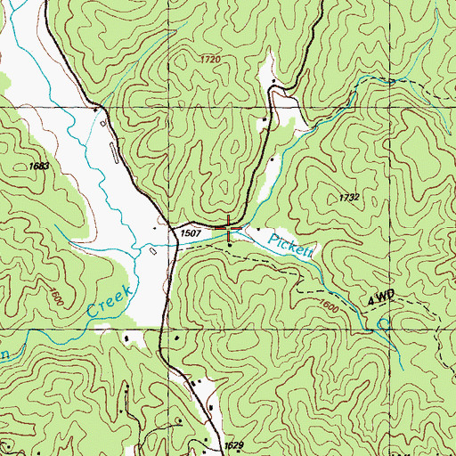 Topographic Map of Pickett Creek, GA