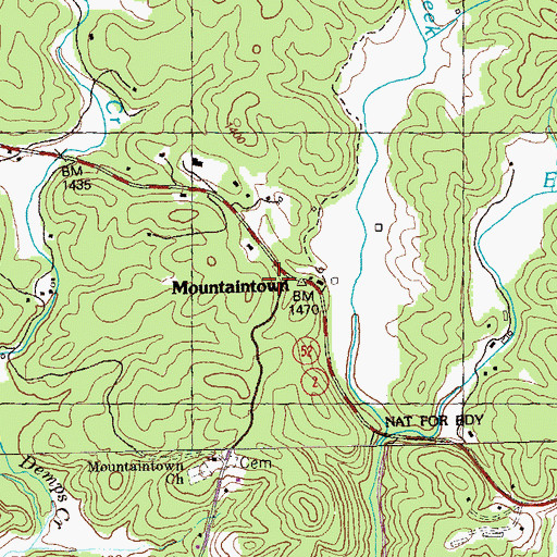 Topographic Map of Mountaintown, GA