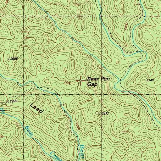 Topographic Map of Bear Pen Gap, GA