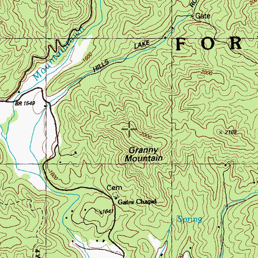 Topographic Map of Granny Mountain, GA