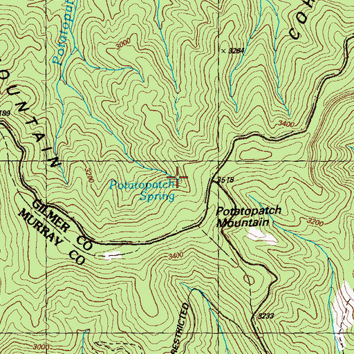 Topographic Map of Potatopatch Spring, GA