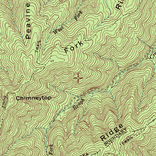 Topographic Map of Big Frog Wilderness, TN