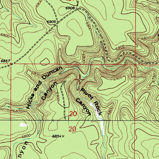 Topographic Map of Pivot Rock Canyon, AZ