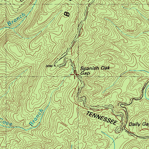 Topographic Map of Spanish Oak Gap, GA