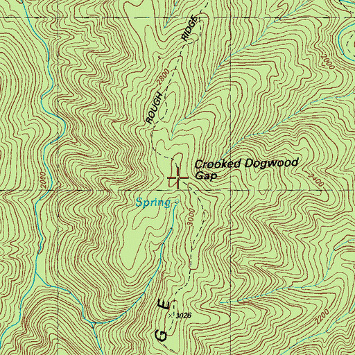 Topographic Map of Crooked Dogwood Gap, GA