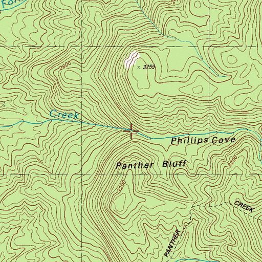 Topographic Map of Phillips Cove, GA