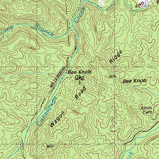 Topographic Map of Bee Knob Gap, GA